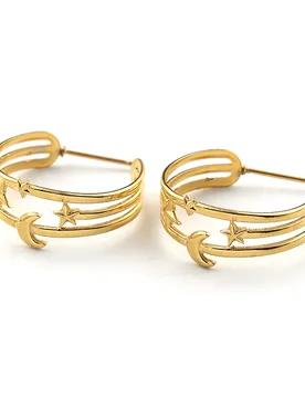 Minimalist Multi-layer Crescent Moon Star Hoop Earrings For Women Stainless Steel Gold Plated Vintage C-shape Earring Jewelry - Aliexpress - FashionsVida