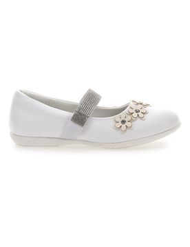 Ballerine Bianche Con Strass e Applicazioni Floreali 524 34