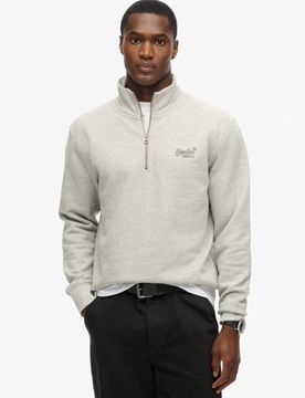 Superdry Herren Essential Logo Sweatshirt mit Halbreißverschluss Grau - Größe: Xxl