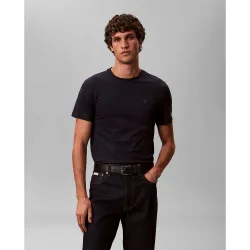 Camiseta Hombre de algodón elástico slim con cuello redondo