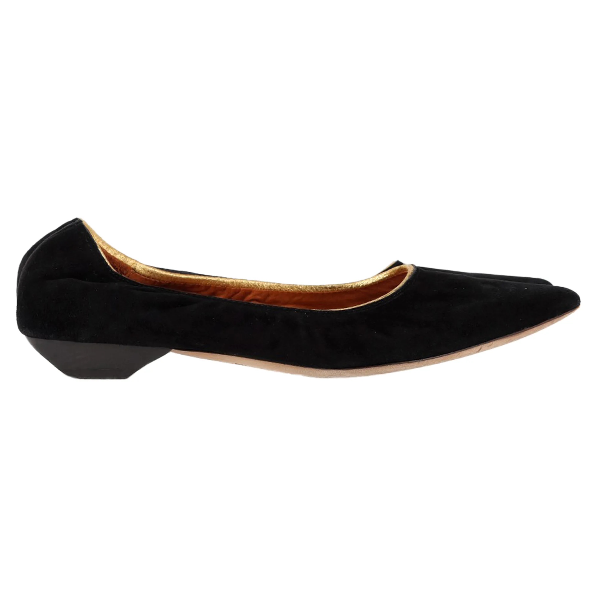 Pre-Owned Womens Pointed Flats In Black Suede - Size Eu 37 - Lanvin - FashionsVida