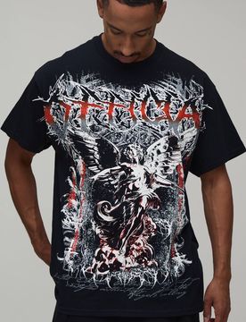 Herren Übergroßes Offizielles Gothic-T-Shirt Mit Nahtübergreifendem Print Black Größe XL