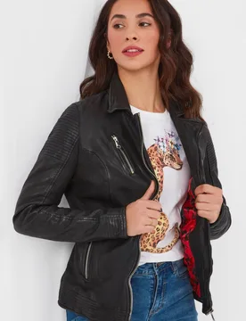 Women's The Forever Black Leather Jacket Size: 6 - Black - Size: 6 - Joe browns - FashionsVida