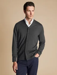 Pure Merino Wool V-Neck Cardigan Grey male