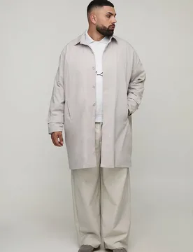 Herren Plus Knitter-Oversize-Mantel Grey Größe 3XL - boohooMAN - FashionsVida