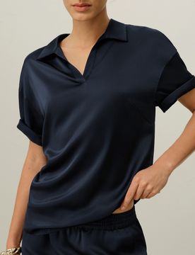 Donna Polo in Seta Lavabile Charmeuse Elegante L