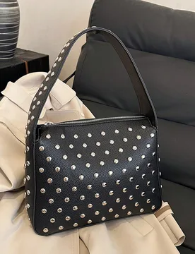 Bolsos con tachuelas de moda, bolso de hombro inspirado en el punk, bolso pequeño de hombro para mujer, bolsos de diseñador de piel vegana estilo st - Shein - FashionsVida