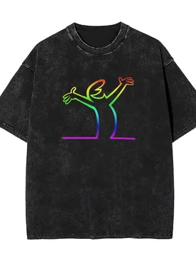 Washed Vintage Osvaldo Cavandoli La Linea Rainbow Gradient Graphic T Shirt Men Women Casual Funny Oversized Short Sleeve T-shirt - Aliexpress - FashionsVida