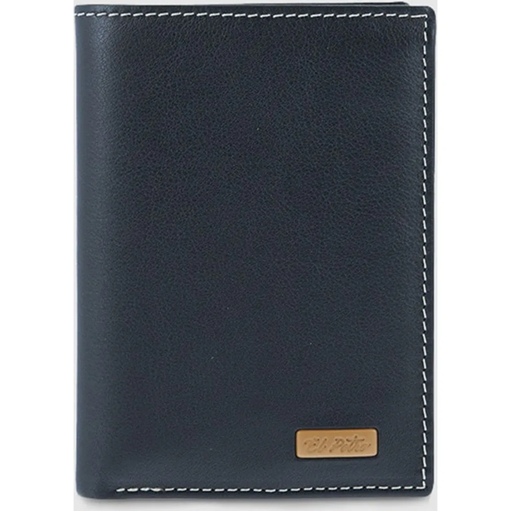 Cartera de hombre de piel marrón pespunteada - El Potro - FashionsVida