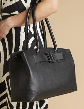 Leather Buckle Detail Tote Bag Black female - Jones Bootmaker - FashionsVida