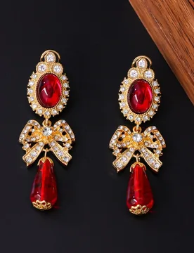 Vintage Crystal Bow Knot Earrings Luxury Rhinestone Stud Earrings for Women Jewelry - Aliexpress - FashionsVida