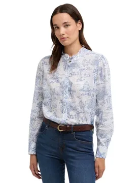 Camicia A Maniche Lunghe Wisteria Ink Blue Print L - Barbour - FashionsVida
