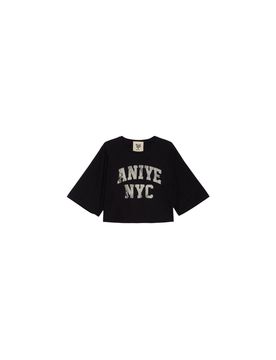 Crop top mezza manica Donna scritta NY URBAN