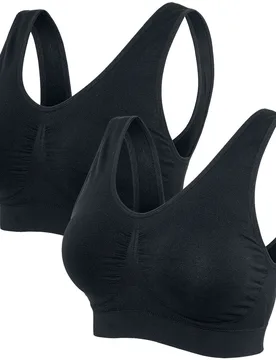 Wäsche-Set - Ladies Pads Sport Bra 2er Pack - XS bis 5XL - für Damen - Größe XS - schwarz - Frauen - female - Urban classics - FashionsVida