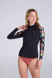 Lillie Womens Printed Panel Rash Vest - Green - Green - Size: 16