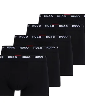 Paquete de cinco calzoncillos de algodón elástico con logo en la cintura - HUGO - FashionsVida