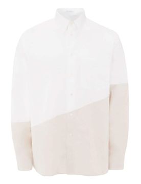 Camicia in cotone a pannelli bicolore