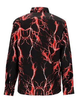 Camicia Manica Lunga Uomo All Over Lightning Shirt Black/red - PHOBIA - FashionsVida