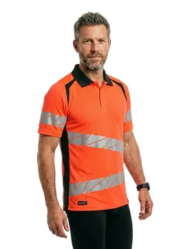 Polo à Manches Courtes Accelerate Safe 19083 Hi-Vis Red / Dark Anthracite 3XL