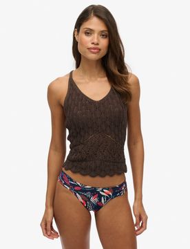 Superdry Women's Gerafftes Bikinihöschen Marineblau - Größe: 34