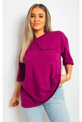 Camryn Oversized Cargo T-shirt - Magenta - Size: S/M