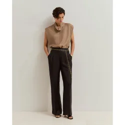 Pantalones de mujer con lino de pierna ancha