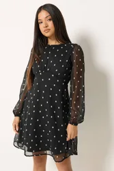 Women's Petite Chiffon Mini Dress in Black Size: 18 - Black - Size: 18