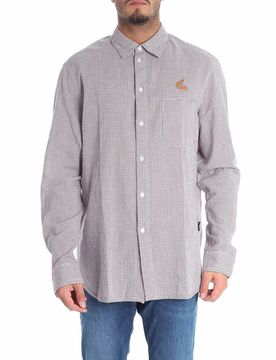 Camicia bianca a quadri con logo