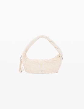 Bolso mediano lona flor, Mujer, Blanco, U