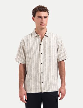 Kurzarm-Hemd Gestreift Beige XL