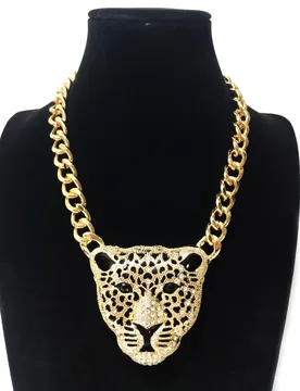 Super Large Alloy Leopard Head Pendant Necklace for Women Hollow Rhinestone Gothic Men's Collar Cuban Chain Halloween Jewelry - Aliexpress - FashionsVida