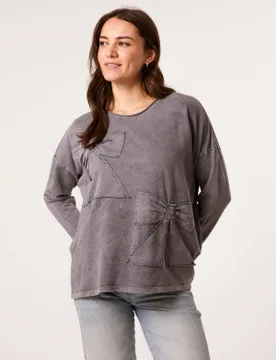 Bow Sweatshirt - M/L / GREY - female - Blue Vanilla - FashionsVida
