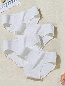 Piezas/paquete Bragas de mujer blancas de algodón, de alta elasticidad y transpirables sin costuras