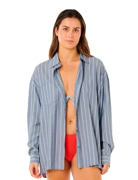 Chemise à Manches Longues Beach Days Pinstripe Dusty Blue 2XS - Rip curl - FashionsVida