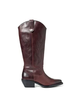 Women's 'Wessel Boot Wine' Leather Boots in Wine Size: 8 - Wine - Size: 8 - Steve madden - FashionsVida
