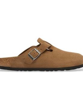 Para mujer. 1032795 Zuecos de Piel Boston (Ajuste Estrecho) (36), Plano, Ante, Ninguno, Casual