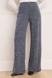 Jersey Pull-On Wide-Leg Trousers - Navy - Size: 14S