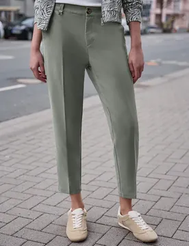 Street One Mid Waist Slim Leg Chino im Casual Fit female Grün