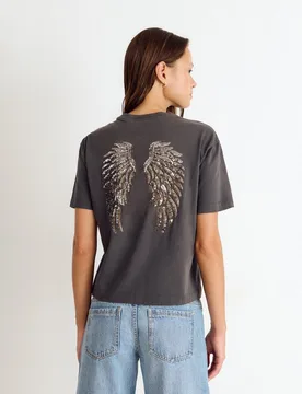 Camiseta de mujer con alas y lentejuelas - Brownie - FashionsVida