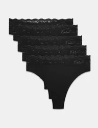 Pk Cotton Blend High Waisted Thongs Black female