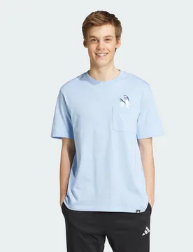 Mens Lounge Slides Graphic Pocket Tee - Blue - Size X-Large - ADIDAS Sportswear - FashionsVida