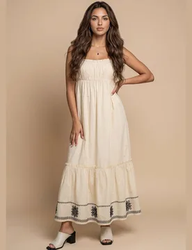 Womens Embroidery Hem Dress - White - Size 12 Uk - Urban Bliss - FashionsVida