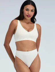 Rib Seamless Ruche Non Wired Bralette Cream female