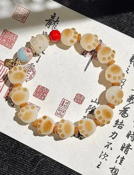 Charcoal Burnt Caramel Cat Paw Lucky Cat Cute Beaded Bracelet Niche Design Student BFF Gift Fashion Accessory for Daily Wear - Aliexpress - FashionsVida