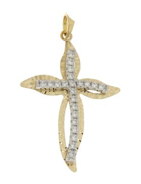 Croce Donna Oro Giallo Bianco GL100633