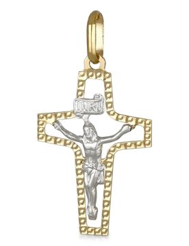 Ciondolo Croce Oro Giallo Bianco GL101482