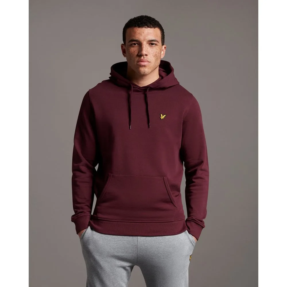Pullover Mens Hoodie Ml416vog - Burgundy Cotton - Size Medium - Lyle & Scott - FashionsVida