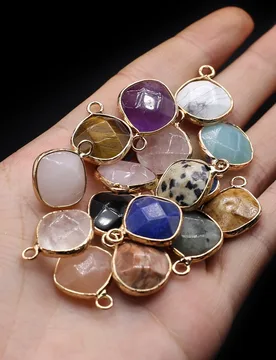 Pcs Natural Stone Pendant Plating Golden Natural Amethyst Rose Quartz Pendant Charms for Making DIY Jewelry Necklace 13x15mm - Aliexpress - FashionsVida