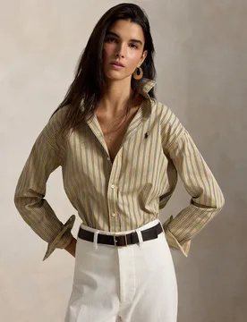 Camisa de mujer de algodón con estampado de rayas - Polo Ralph Lauren - FashionsVida