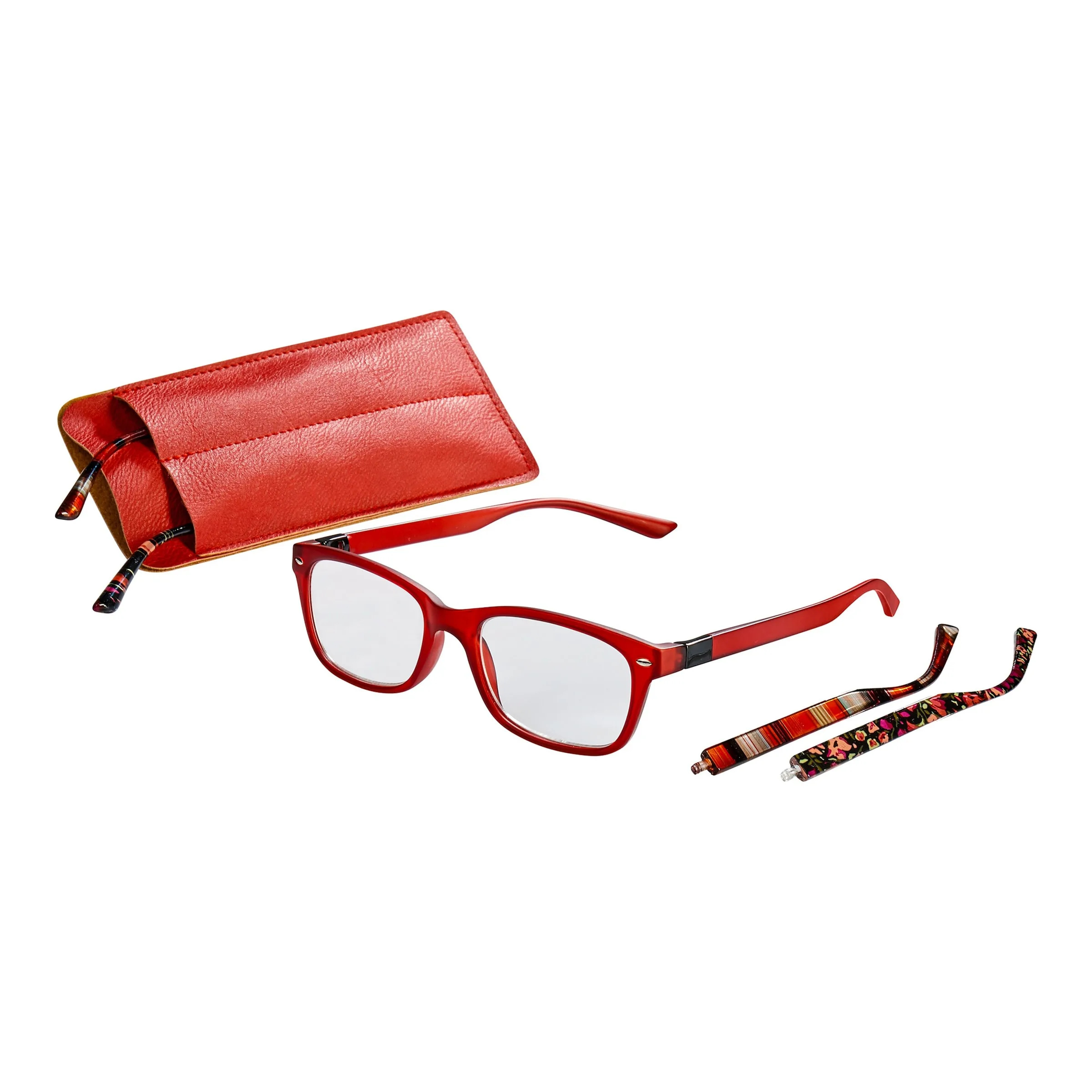 Fertig-Lesebrille mit Wechselbügel "rot mit Bügel" rot - Quickreader - FashionsVida
